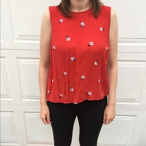 Red flower pop sugar blouse